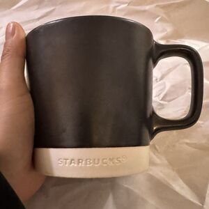 Starbucks Brown Desktop Mug Embossed Logo Ceramic White Base 14 oz 2018